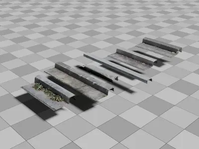 Photoscanned Curbs Pack 3D model