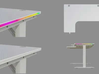 Corner White Gaming Desk - High-Details Asset Low-poly 3D model