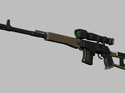 Sci-Fi Dragunov Sniper - Kalashnikov Gun Weaponry Low-poly 3D model