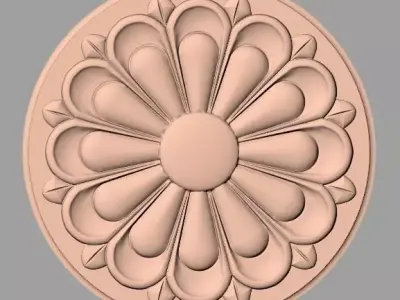 Furniture decoration round flower 3D STL model for CNC E945 3D model