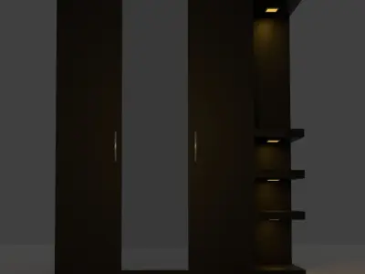 Wardrobe cabinet with shelves and lights Free 3D model