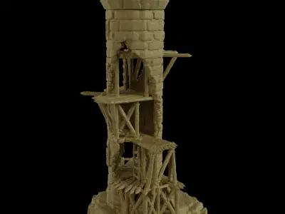 Corrupted Lookout Tower Tabletop Terrain 28 MM 3D print model