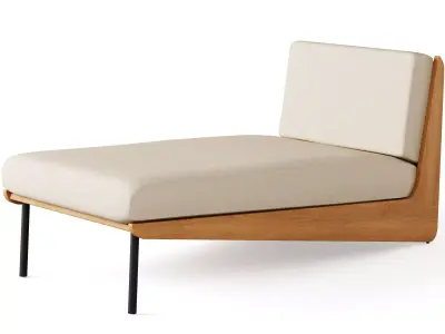 Kinney Teak Outdoor Chaise Lounge with Cushion 3D model