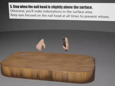 Hammer Driving Nail into Wood 3D Model Low-poly 3D model