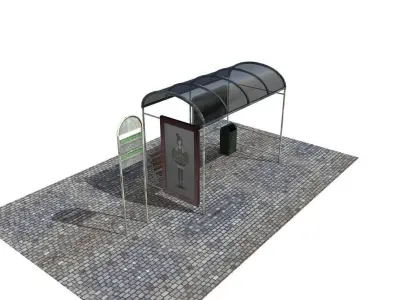 Low poly Bus stop Low-poly 3D model