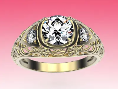 Ring Vintage Flowers 3D print model