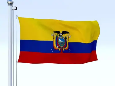 Animated Ecuador Flag Low-poly 3D model