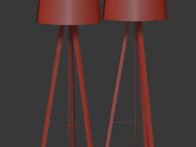 Tripod Wood Floor Lamp 3D model
