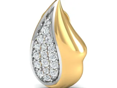Earring 3dm STL FBX OBJ Render Details diamond tear pendant gold 3D print model