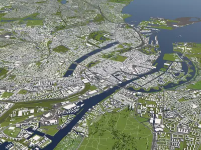 Copenhagen Denmark 50x50km 3D City Map 3D model