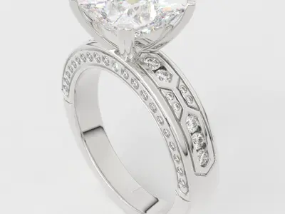 1 carat princess cut diamond engagement ring 3D print model