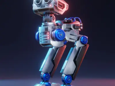 Sci-Fi Mech Robot - Rigged - Blender Eevee 3D model