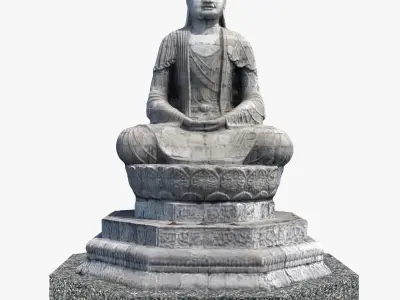 Buddha water fountain Low-poly 3D model