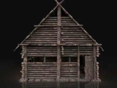 AAA Next Gen Medieval Log Forest Wooden House Cottage Hut Cabin Free low-poly 3D model