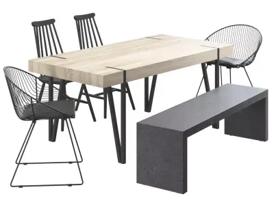 Dining Table Adena Light Brown 3D model