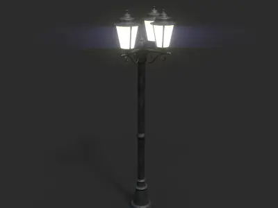 Triple Lamp Post 1 Low-poly 3D model