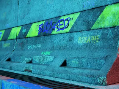 Bridge Concrete Barrier Low-poly 3D model