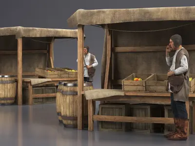  Medieval Farmer in Market 