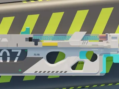 Marathon Inpired P-000 2B Sci-fi SMG 3D model