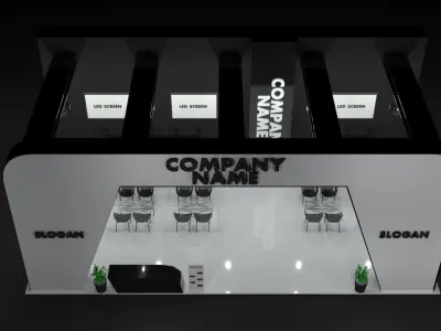 White and Black Booth Exhibition Stand Stall 3D model
