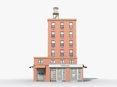 Apartment Building x11 Low-poly 3D model