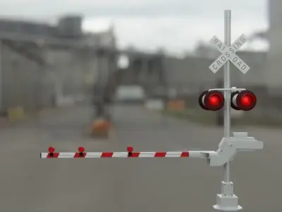 Level crossing - Railroad crossing with lights US Railway 3D model