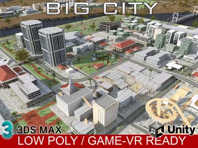 Fully Ready 3D Big City Two Land Bridge and Detailed Low-poly 3D model