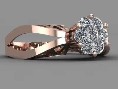 Rose Gold Women Diamond Ring 3D print model 3D print model 34