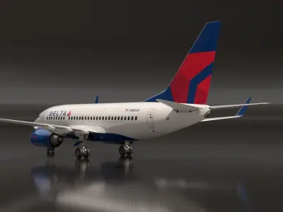 Delta Air Lines Boeing 737 with Cockpit and Cabin 3D model