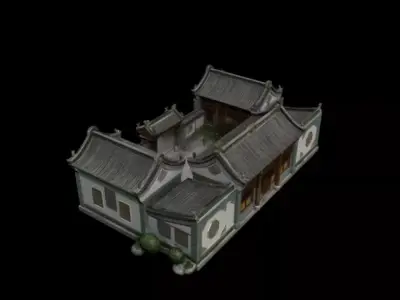 Chinese courtyard pavilion  quadrangle dwelling 3D model