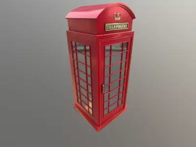 UK Telephone Booth Low-poly 3D model