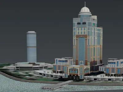 Kinabalu and Tun Mustapha Tower 3D model Low-poly 3D model