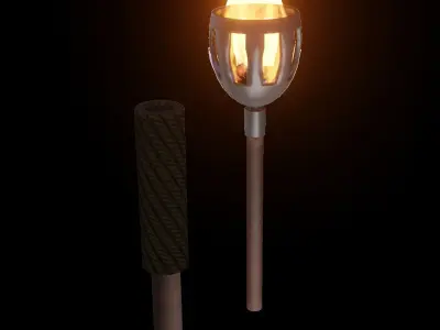 Torchs two lit torches Free 3D model
