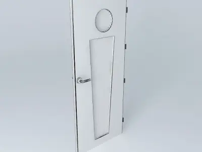 3D door very detail with glass, lock and hinger. Free 3D model