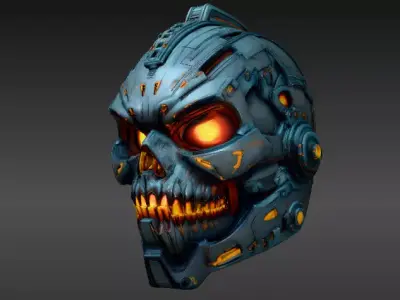 Cyber Pumpkin 3D Model Futuristic Sci-Fi Jack-O-Lantern 3D model