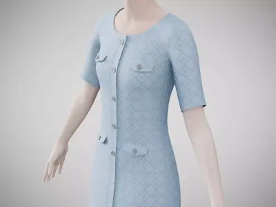Dress 37 Light Blue Low-poly 3D model