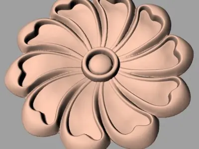 Furniture decoration round flower 3D STL model for CNC E899 3D model