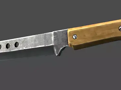 Knife with wooden handle Low-poly 3D model