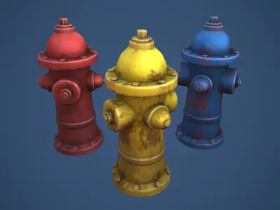 Stylized Fire Hydrant Low-poly 3D model