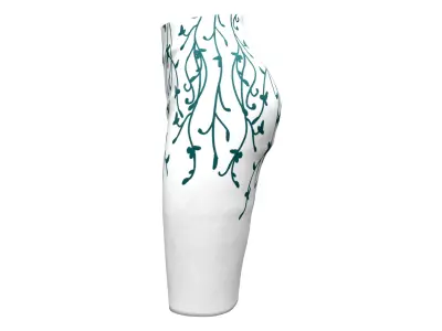 Flower Pattern Knee Length White Pencil Skirt Low-poly 3D model