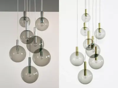 Brass and Smoked Glass Ceiling Lights 3D model