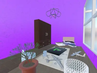 Teen Girl Bedroom Low-poly 3D model