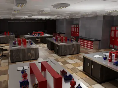 Laboratory Interior Low-poly 3D model