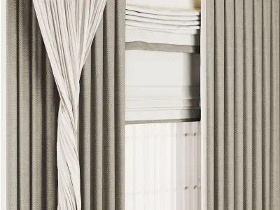 Silk and Cotton Curtain Low-poly 3D model