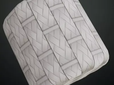 White Painted Herringbone Wicker Weave PBR Texture