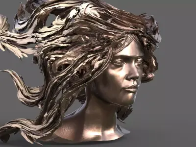 Female  hair mane 2 sculpture 3D model