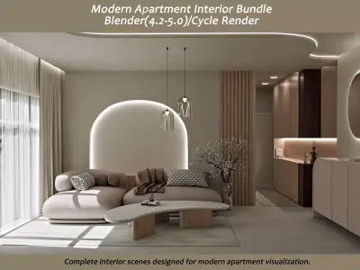 Modern Apartment Interior Bundle  3D Model Pack