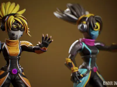 Stylized Sci Fi Female Adv 2 Hero Game Ready Character Low-poly 3D model