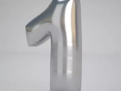 1 Number Balloon Silver 3D model