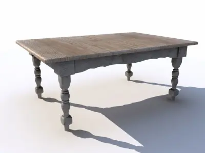 Dining Old Table 4 PBR Low-poly 3D model